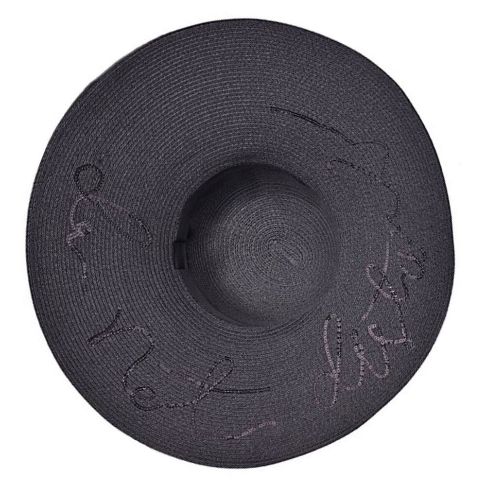 Black Extra Large Brim Beach Sun Hat "Do Not Disturb"